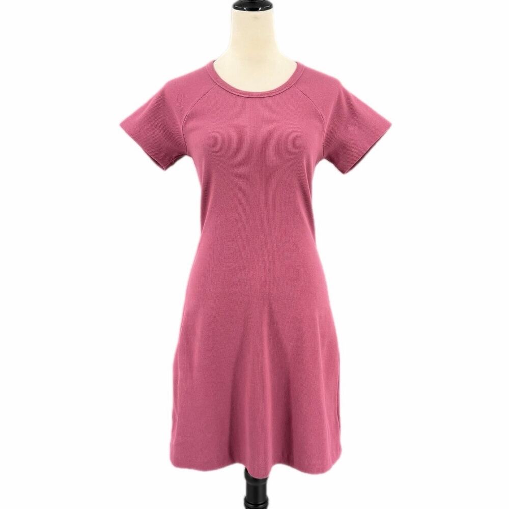 UpWest NEW Mauve Rose Ribbed Casual Versatile Normcore Everyday T-shirt Dress